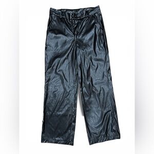 Men's Shiny Black Pleather Pants Size M